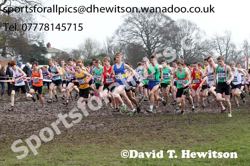 Start of the of the under-15 boys Inter Counties Cross Country, Cofton Park, Birmingham. Photo: David T. Hewitson/Sports for All Pics